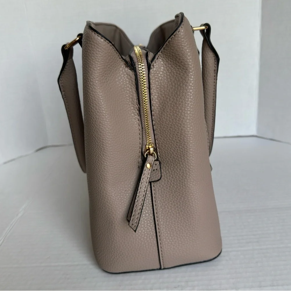 Mathew + Julian || beige EUC satchel / cross body Gold Accents